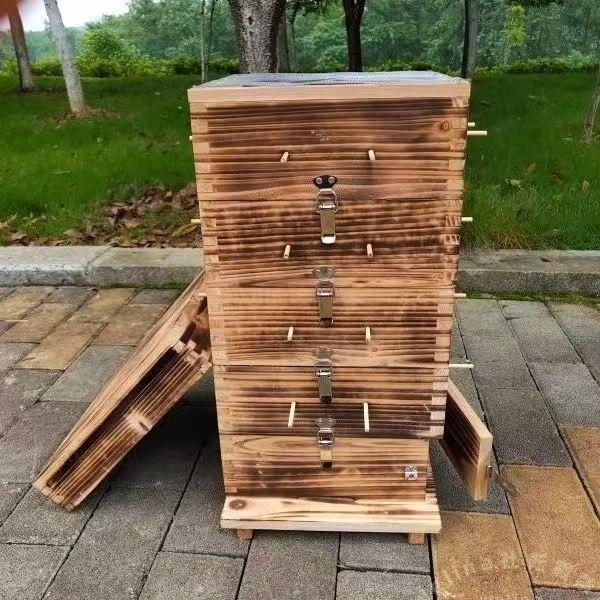 5階建て養蜂巣箱 杉材 養蜂箱キット 焼彩仕上げ ワックス煮沸対応 防湿防虫 防水 簡単設置 ミツバチ飼育 蜂箱