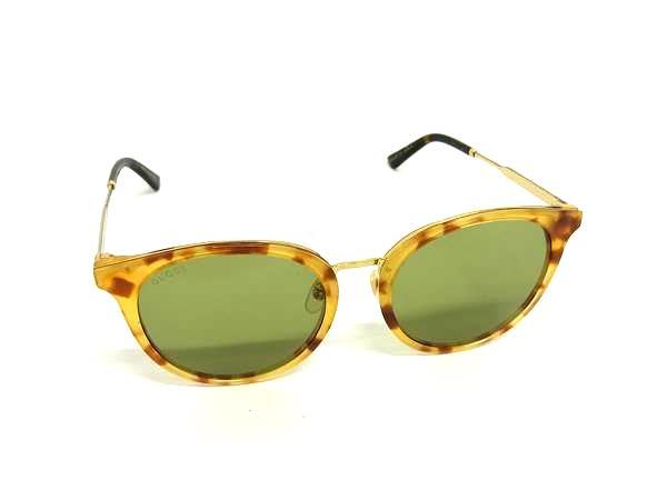 美品 GUCCI グッチ サングラス GG0204SK　004 5620-150 ブラウン系×ゴールド系×レンズ クリアグリーン系 シェリーライン アジアンフィット ハバナ【本物保証】 14,896円