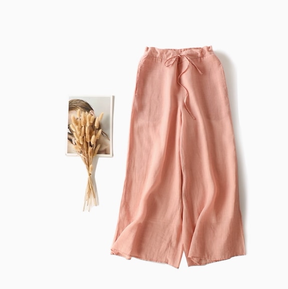 ワイドパンツ パンツ レディース 春夏 綿麻 ボトムス ロングパンツ 韓国風 おしゃれ コットンリネン 体型カバー ウエストゴム ゆったり 楽ちん 3色 フリーサイズ