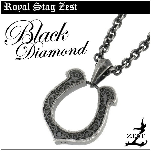 Royal Stag ダイヤモンド ホースシュー ブラック シルバーネックレス