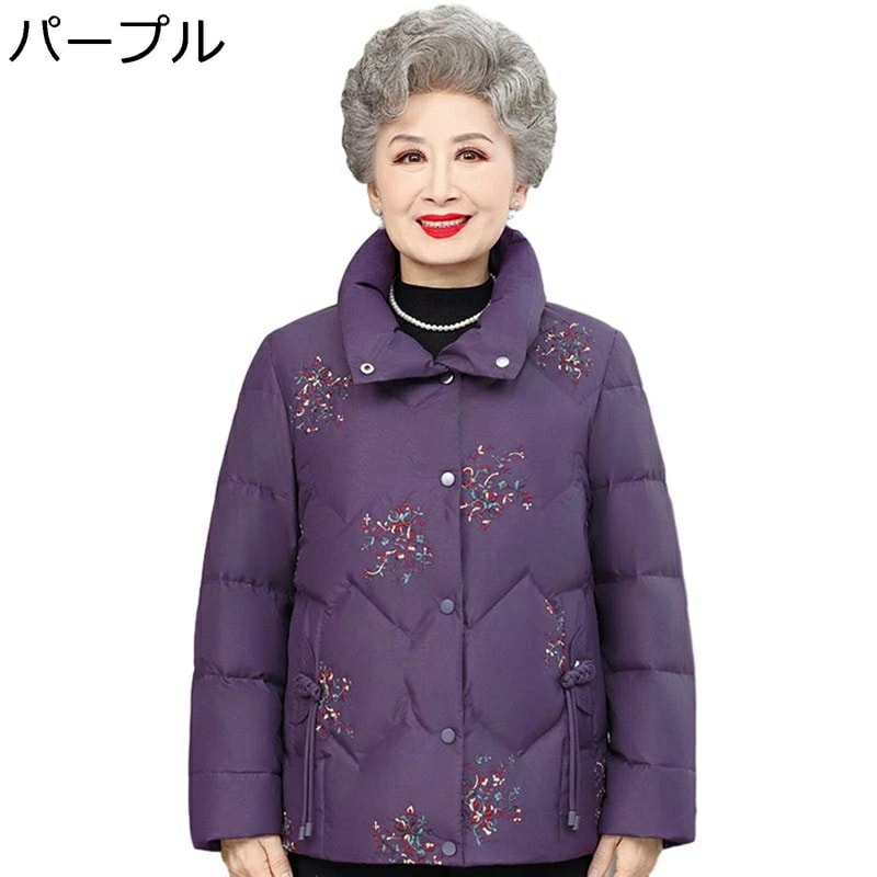 レディースウィンタージャケット レディース 花 花柄 プリント ポケット 刺繍 中綿 綿入れジャケット 綿服 長袖 婦人 シニアアウター 高齢者 老人 60代 70代 80代 秋冬用 コート 用