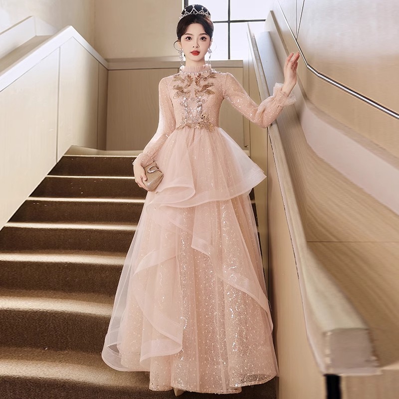 イブニングドレス2024甘い気質ホスト女子学生声楽試験ドレススカート夏