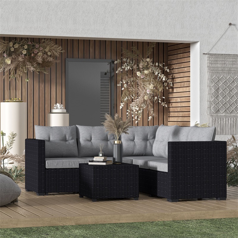 ラタン調 ガーデンファニチャー ガーデンテーブル ガーデンチェアー ラタン調 テーブル 四人掛け