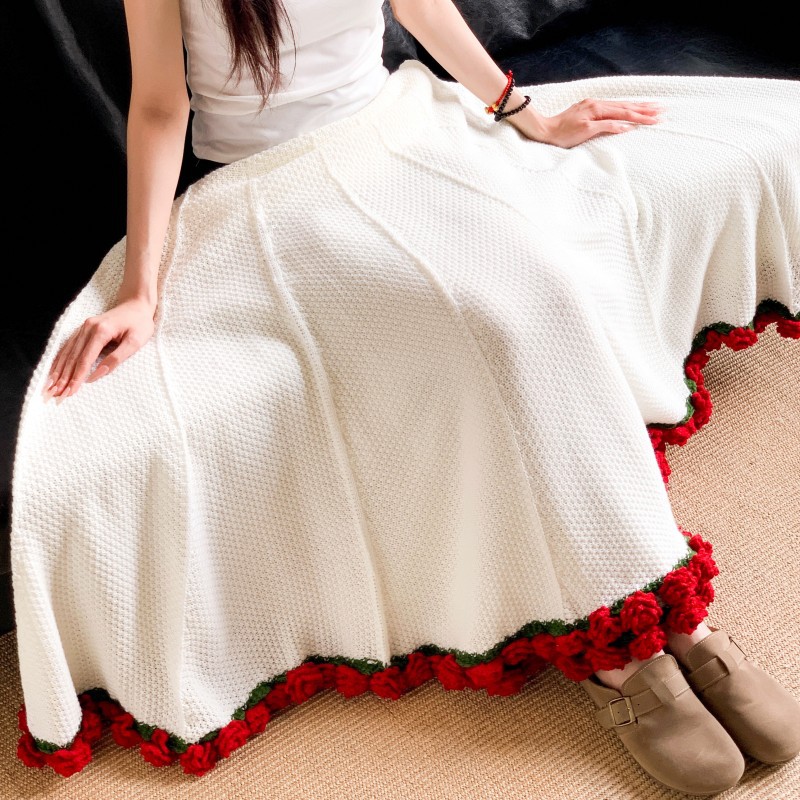 手作りのバラの花束柄ニットブランケットは女の子や親友新婚夫婦新年の贈り物に実用的です