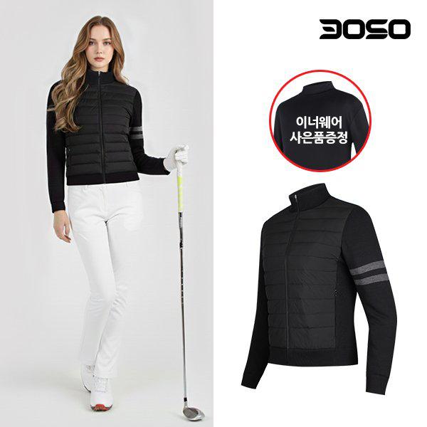 ゴルフウェア レディース 防風ニット 女子 ゴルフパディングジャケット+起毛インナーウェア セット/WKWHZ