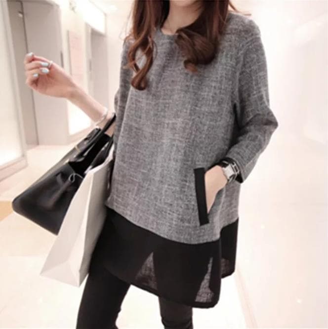 ツイード風デザイン切り替えチュニック WILLS ワンピース THOM 大きいサイズ ホワイトデー