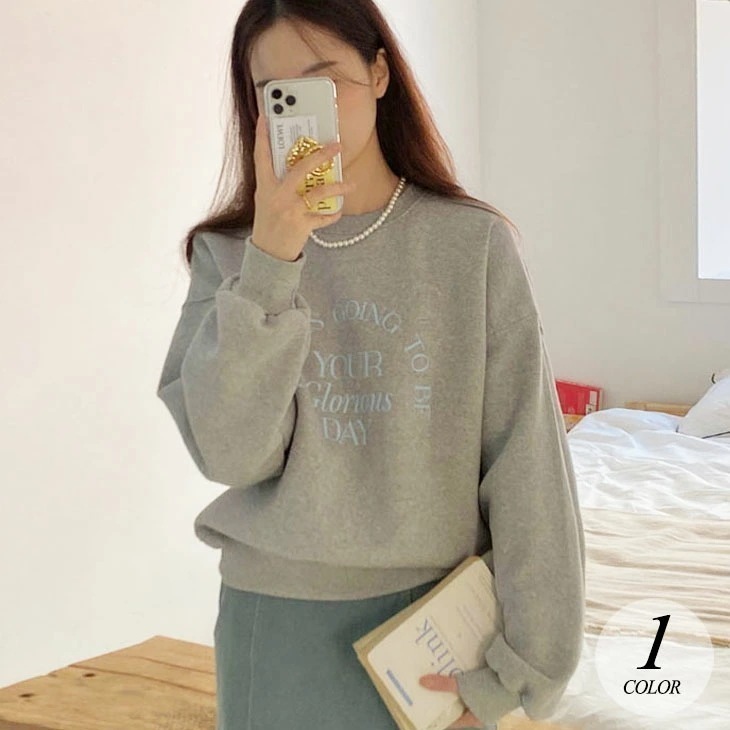 【2025新作 急速出荷】スウェット スウェット パーカー レディース プリント スウェット シャツ レディース 春 秋 トップス レトロ ラウンドネック スウェットシャツ グレー カジュアル 長袖ト
