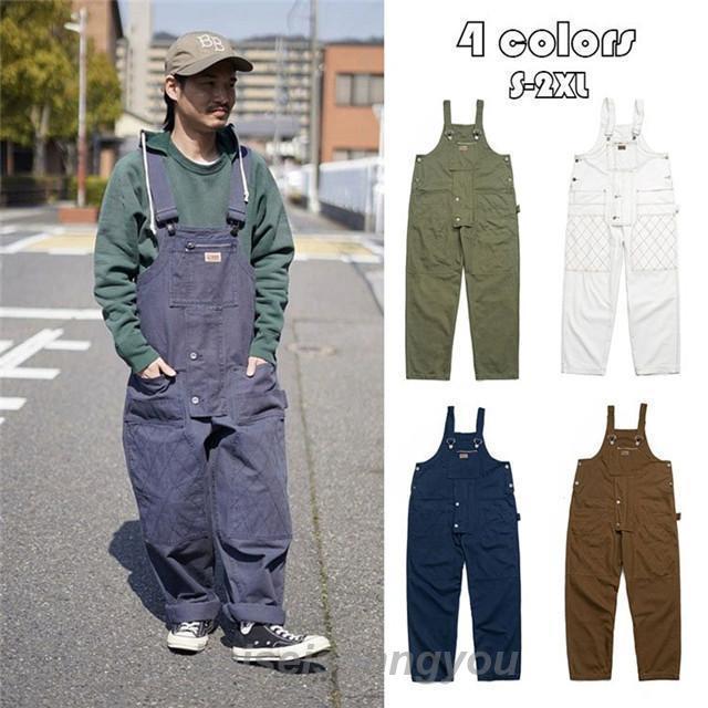 【即納】オーバーオール メンズ ゆとり 純色 ロングパンツ オールインワン サロペット ボトムス 春夏秋 新作 お洒落 男性 カジュアル おしゃれ 大きいサイズ 作業服 4色