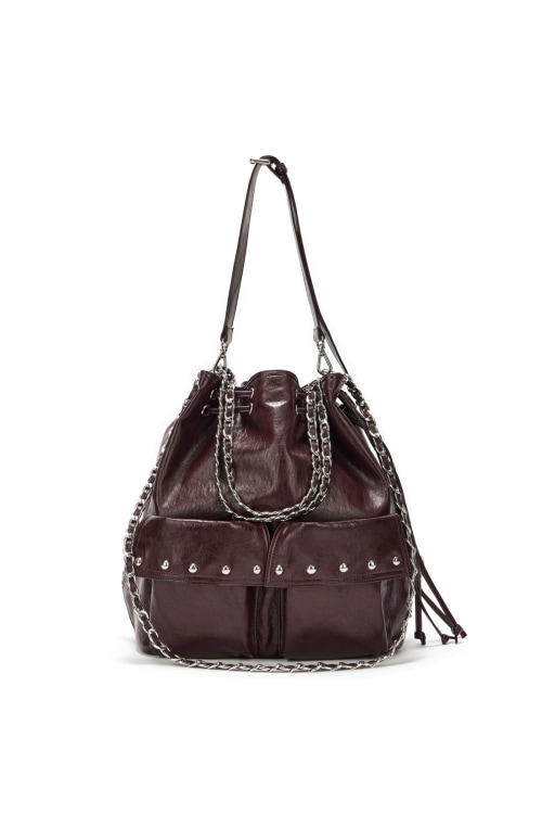 【DEINET】 DEINET 5-WAY STUD POCKET MULTI BAG IN BURGUNDY リュック 正規品