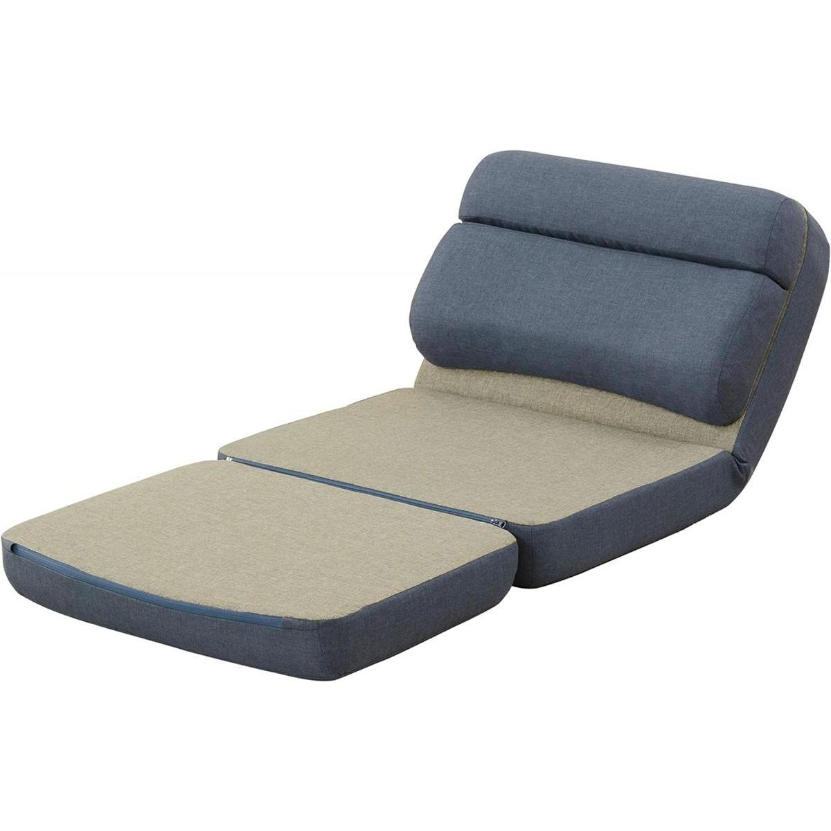 【I】セルタン(CELLUTANE) 3WAY コンパクト座椅子 インディゴブルー/グレー　ソファベッド リクライニング A908【受注生産品】