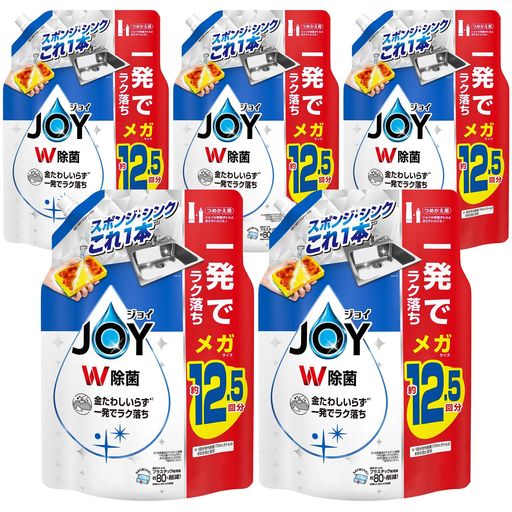 ジョイ W除菌 食器用洗剤 さわやか微香 詰め替え 1620mL×5袋 [大容量] [ケース品]