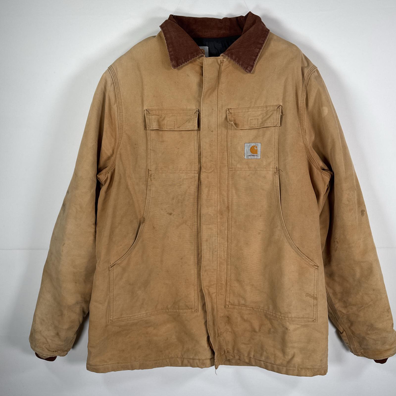 古着 ダック ワークジャケット トラディショナルジャケット 裏地 キルティング ベージュ メンズ