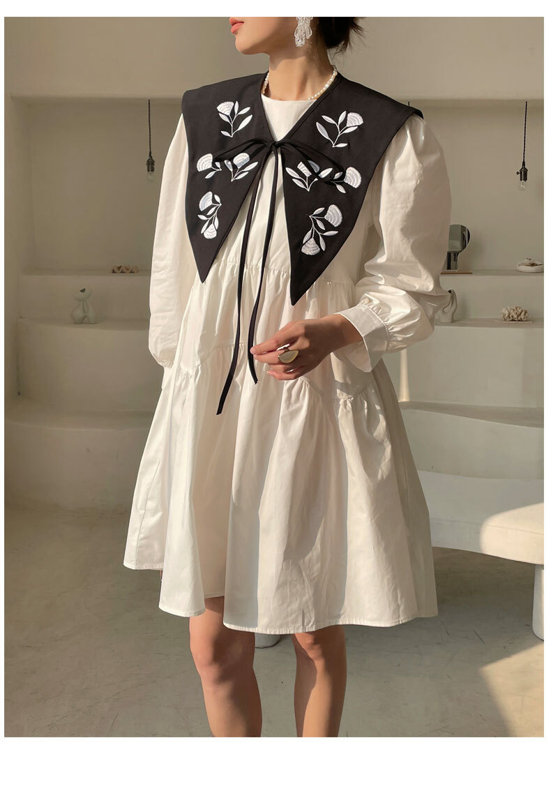 刺繍フラワーワンピース ショール付きワンピース フェイクカラー ワンピース ドレス シャツワンピース チュチュスカート レディース デート かわいい オシャレ モード系 ２カラー a4004 5,442円