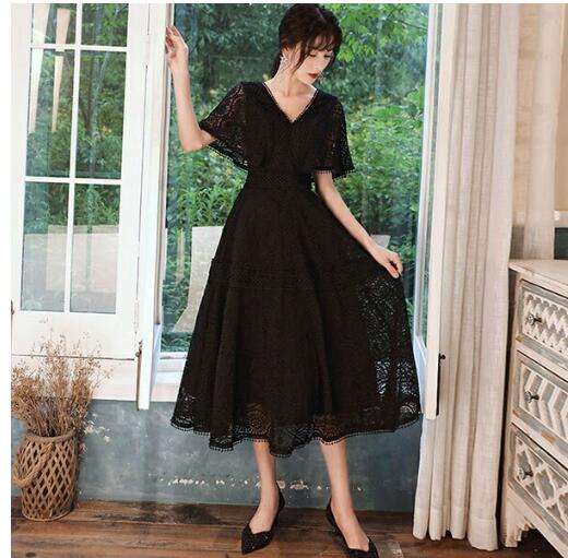 ドレス 大人 ピアノ 発表会 ミモレ丈 結婚式ワンピース パーティードレス 袖あり フォーマルドレス 結婚式 母親 ドレス 発表会 ミディアム ブラックドレス 大きいサイズ お呼ばれ 同窓
