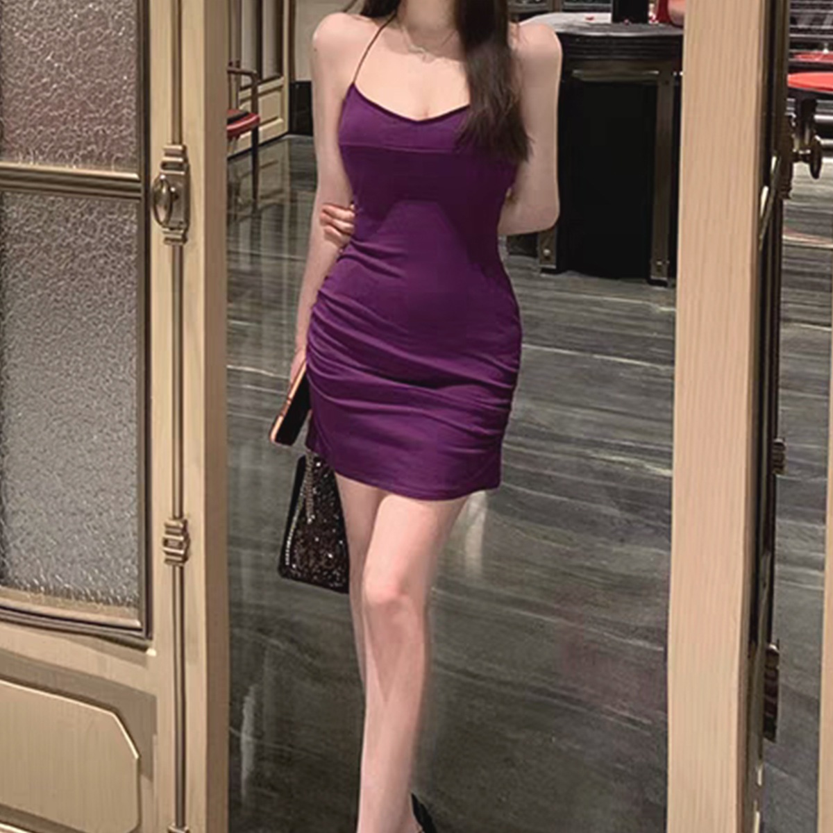 【1つ買うと10つ無料】セクシーなサスペンダーにはチェストパッド夏にリボンニットスカートスカート薄いヒップスカート