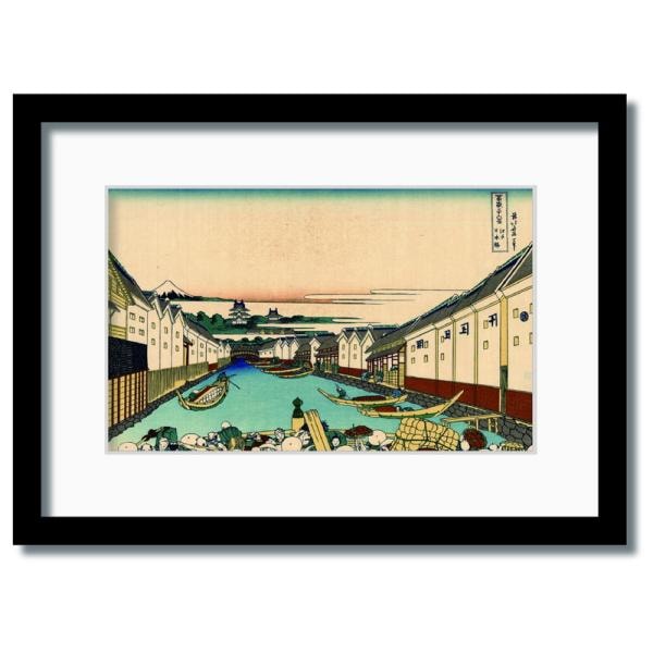 ファブリックパネル アートフレーム 日本風 和 江戸 壁掛け ウォールデコレーション 浮世絵 葛飾北斎 富嶽三十六景 江戸日本橋 440x317mm