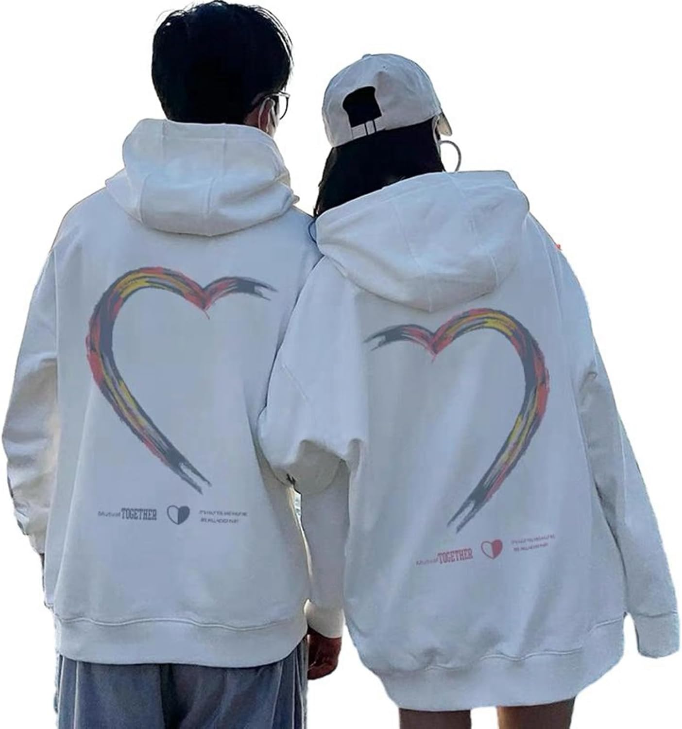 ペアルック フード付 パーカー スウェットパーカー お揃い ハート柄 秋冬 長袖 個性的 トレーナー 厚手 プルオーバー オーバーサイズ 快適 カジュアル 結婚お祝い 贈り物 撮影 ストリート系 上着