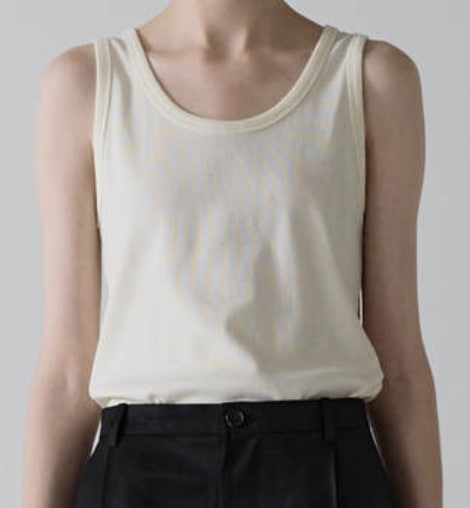 ファサードパターン U-neck cotton sleeveless Ivory