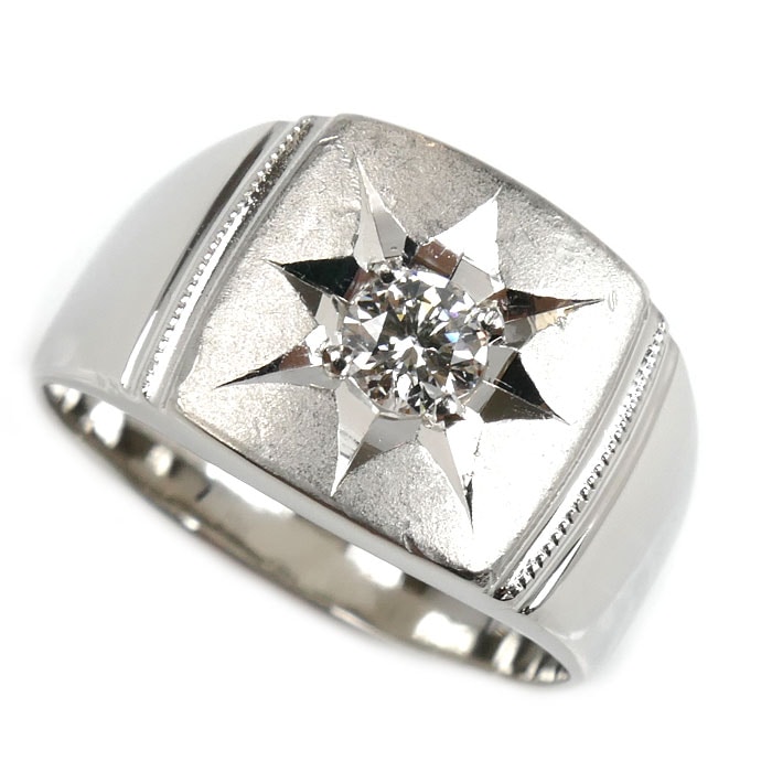 Pt900プラチナ リング・指輪 ダイヤモンド0.31ct 20号 18.8g メンズ 中古 美品