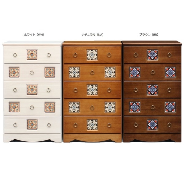 ハイチェスト タンス 5段 幅59.5cm ナチュラル 日本製 木製 桐材 アンティーク調 引き出し収納 ベッドルーム 寝室 完成品 16,184円