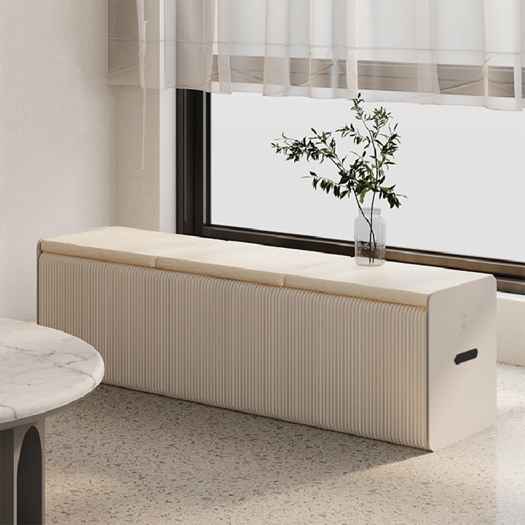 【クーポン利用で15%OFF】 CAGUUU 柔らかい クラフト紙 ロングスツール 折りたたみ式 省スペース 長時間座っても疲れない 多機能 ハニカム構造 耐荷重600KG