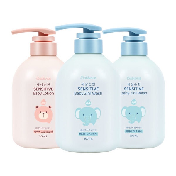 ベビエンス センシティブ 2IN1 ウォッシュ 500ML 2個 + ローション 500ml 1個