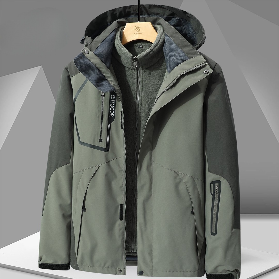 2025年秋冬新作 メンズ 防風・防雨 スリーインワン フリース裏地 厚手ジャケット 取り外し可能フード付き 14,942円
