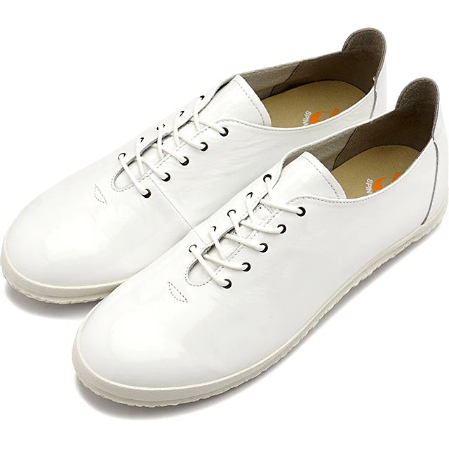 エナメルレザースニーカー スピングル [SPM1802-61] SPM-1802 メンズレディース 日本製 ムーヴ カンガルーレザー White 白 ホワイト系