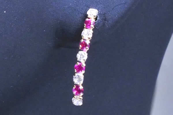 14金ロングドレスピアス 1個 片耳 キャッチ スタッド 本物の金 女性 彼女 長い 揺れる ピンク 9,963円