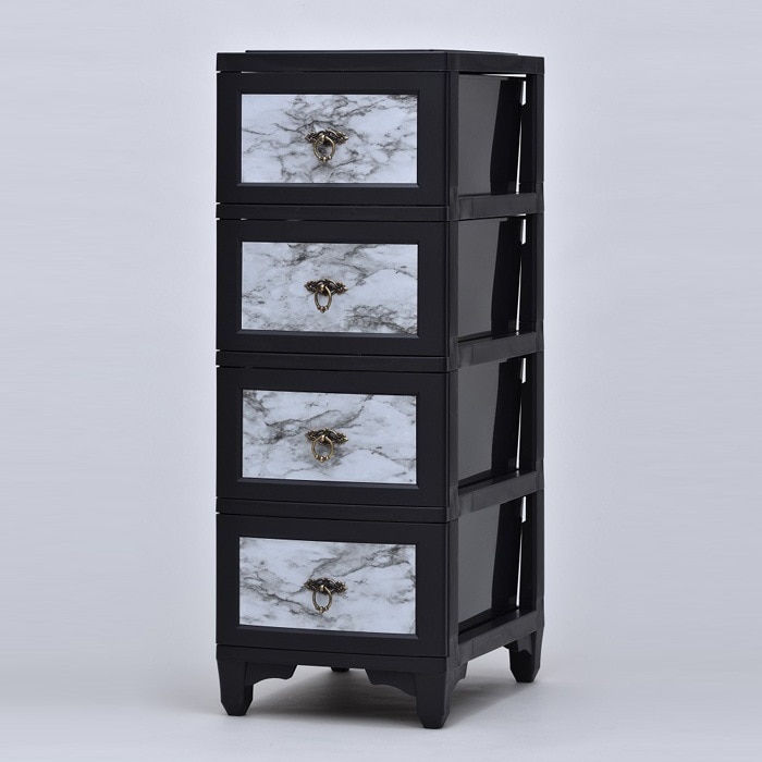 カドリープレミアム 4段 マーブル CDL-04B-MB ブラック チェスト