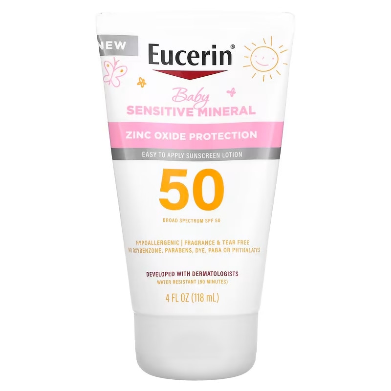 Eucerin　ベビーセンシティブミネラルサンスクリーンローションSPF50無香料4 fl oz (118 ml)