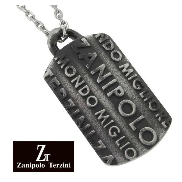 ザニポロタルツィーニ ブラックドッグタグ サージカルステンレス ネックレス