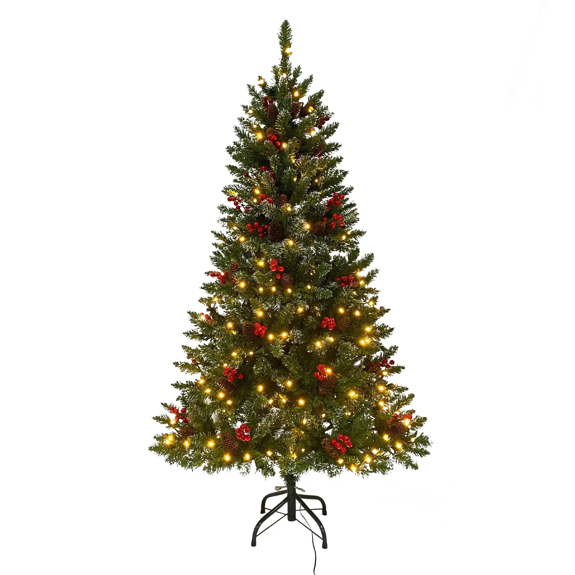 【新品】【季節人気商品】クリスマスツリー スチール脚 ピカピカライト付き 組み立て簡単 クリスマス