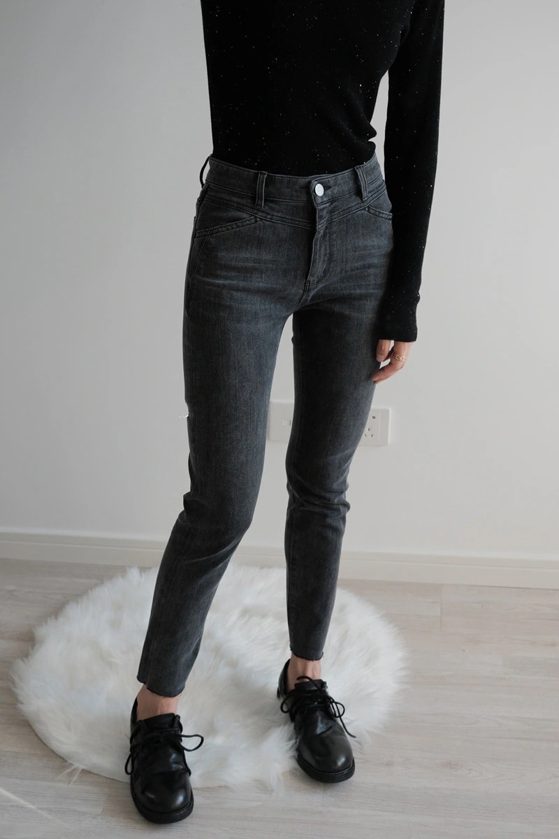 パンツデニムジーンズセルフライン高伸縮性小足9点ジーンズ女性用スリムスキニーペンシルパンツ