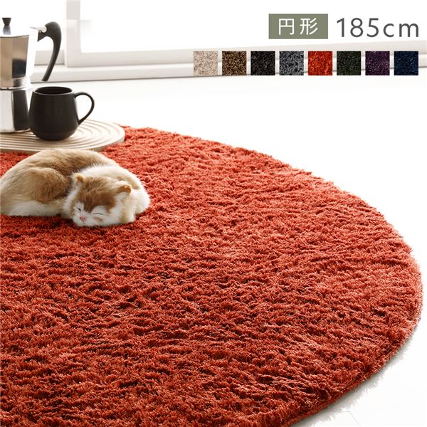 ラグ マット 絨毯 約R185×185cm 円形 オレンジ 洗える 滑り止め付 軽量 ホットカーペット可 通年使用可 折りたたみ可 7,402円