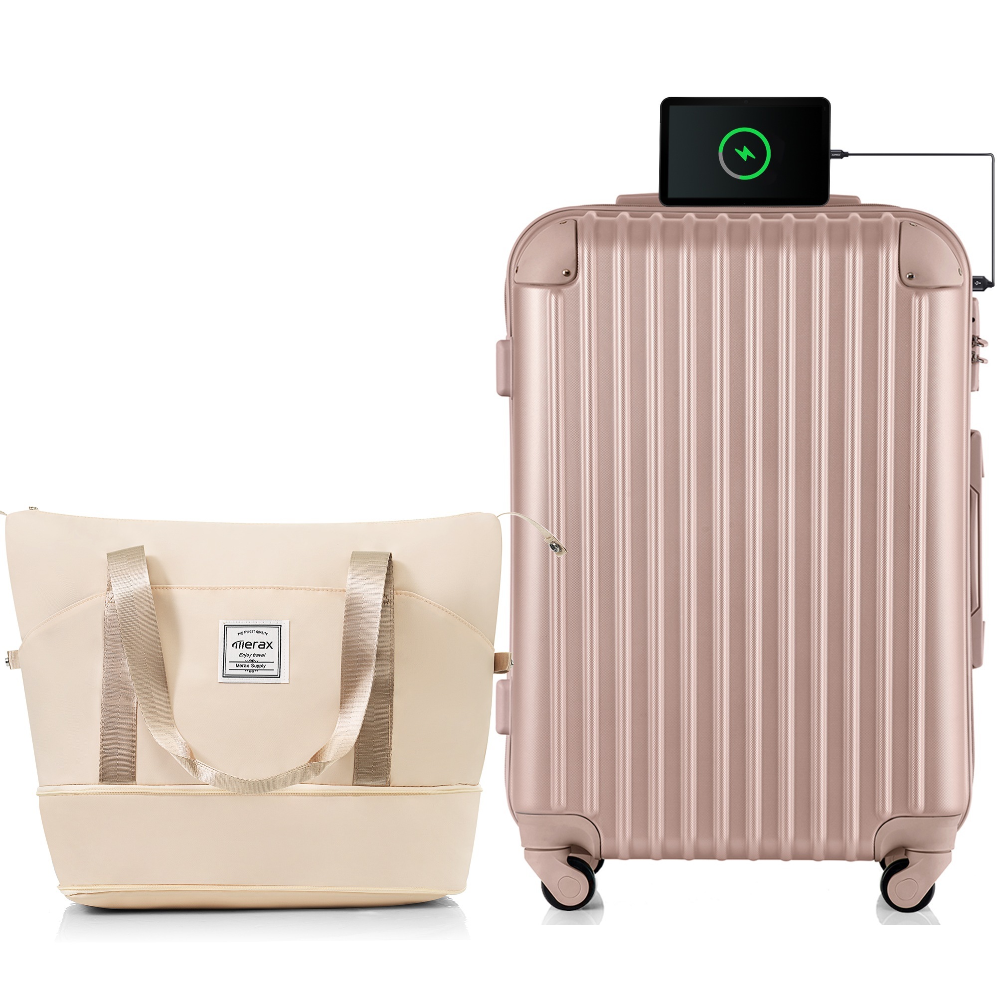 【国内出荷】スーツケース Mサイズ USB充電ポート付き ドリンクホルダー付き キャリーバッグ キャリーケース 4日 7日 中型 TSAロック搭載 トートバッグ ハンドバッグ レディース バッグ 手提