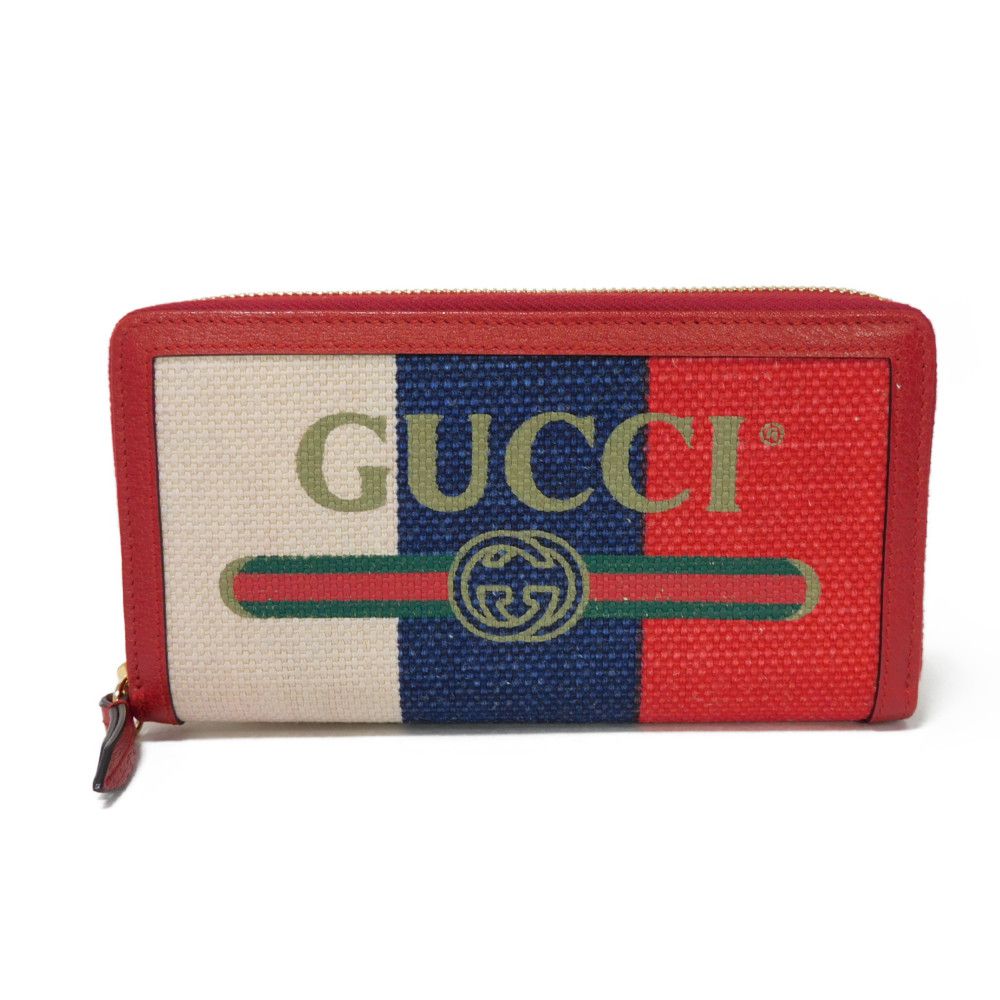 【中古】 長財布 トリコロール ラウンドファスナー ロゴ ジップアラウンドウォレット バイアデラ ストライプ 524790 9SBCG 9093