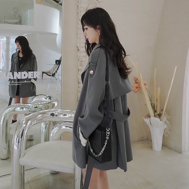 韓国ファッションレディースアウター春服トレンチコートショートジャケットゆったりカジュアル流行り