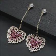 女性のためのハート型のラインストーンイヤリングハイエンドの美的要素用途の広いファッションステートメントペンダントサマージュエリー卸売