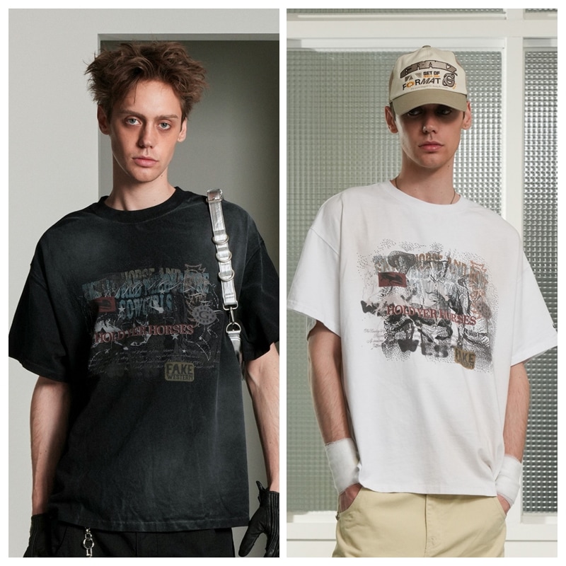 ★韓国の人気★【GRAILZ】★OVERLAP WASHED T-SHIRTS★ GRAILZ】 OVERLAP WASHED T-SHIRTS : 2COLORS Tシャツ
