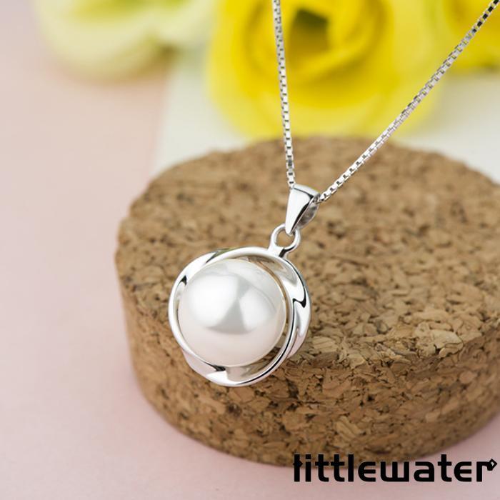 ネックレス レディース 一粒パール 貝パール 一粒 お花 リング プラチナ仕上げ シルバー925 彼女 妻 嫁 誕生日プレゼント 母の日ギフト