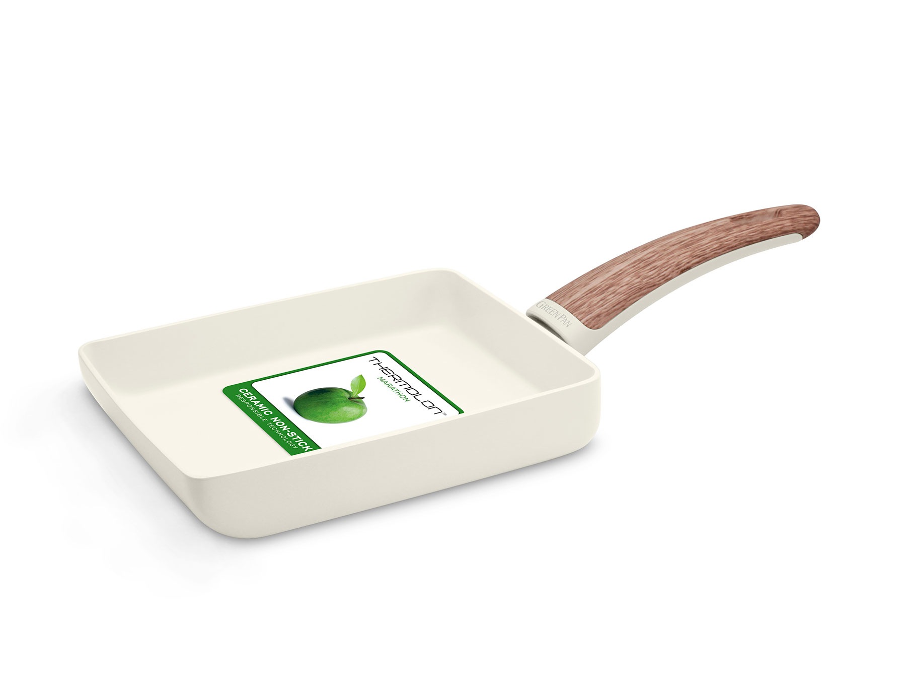 WOOD-BE セラミックノンスティックエッグパン (18x14cm) PFAフリー クリームホワイト