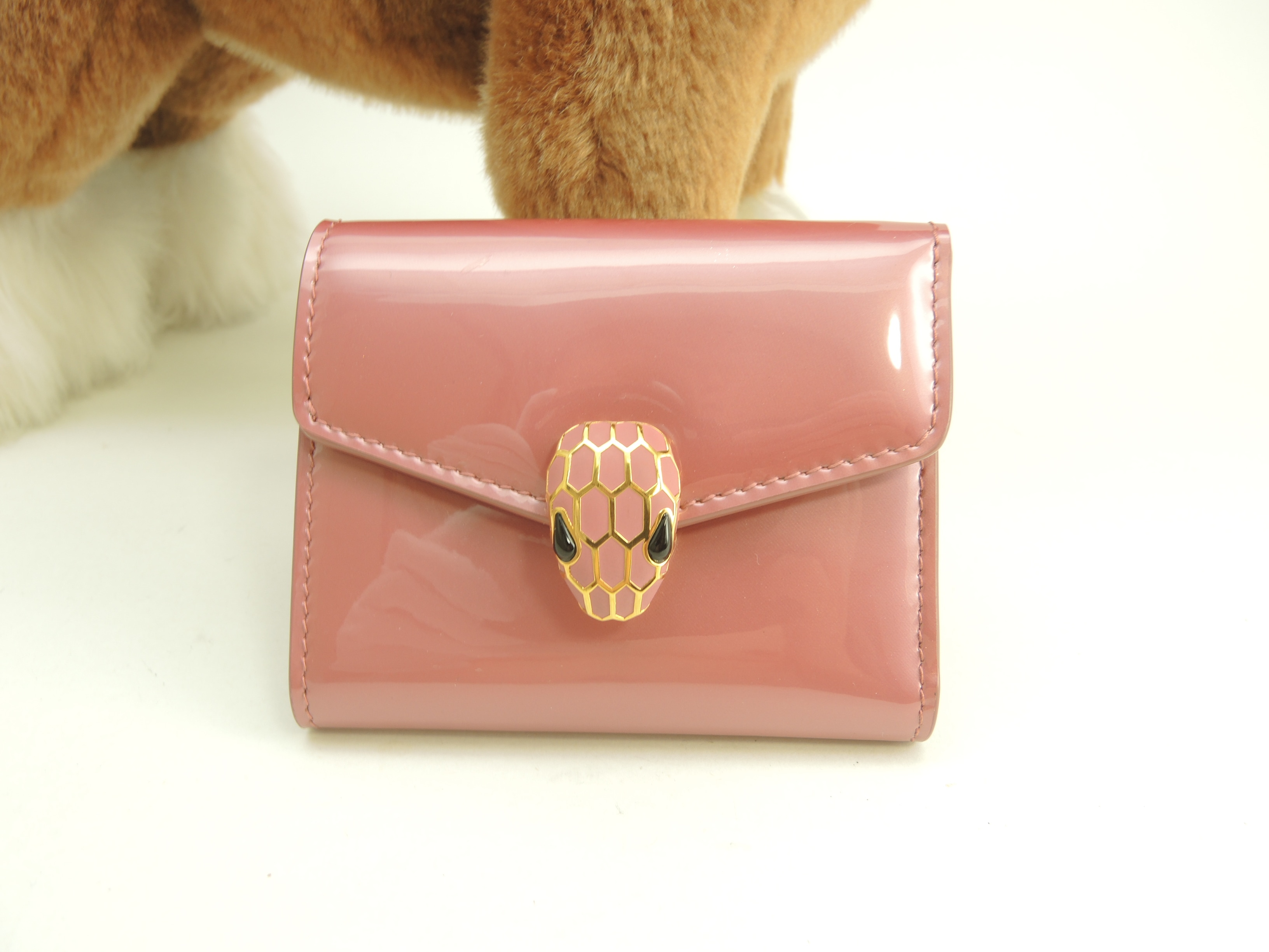 三折財布 セルペンティ パテントレザー/ピンク フォーエバー ミニ財布 未使用@ 10