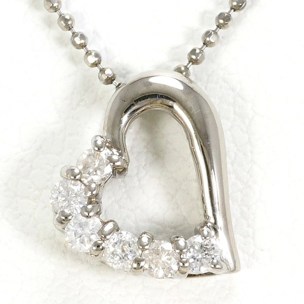 K14 14金 WG ホワイトゴールド ネックレス ダイヤ 0.10 約40cm ジュエリー 中古