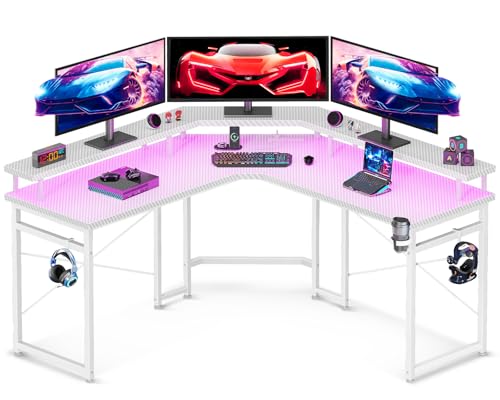 ODK ゲーミングデスク L字 パソコンデスク l字デスク デスク 机 幅129 コンセント付き p