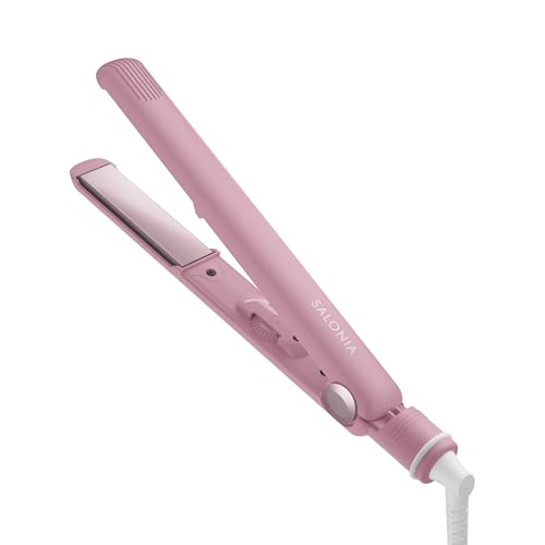 秋冬カラー サロニア ストレートアイロン ヘアアイロン 24mm 耐熱ポーチ付 海外対応 SL-004SMP マイニュアンスピン