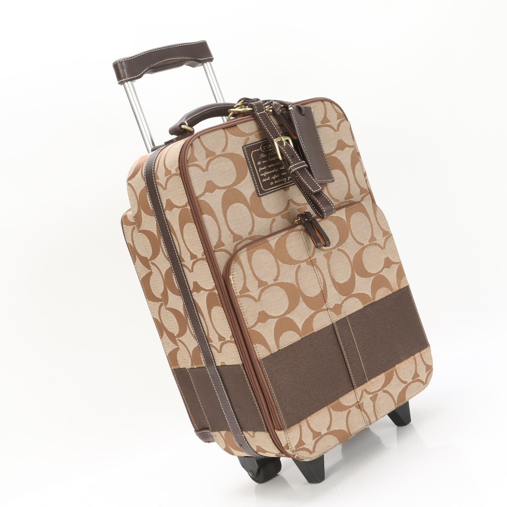 美品 シグネチャー 77022 レザー×キャンバス スーツケース キャリーケース ボストン バッグ 出張 旅行 トランク A4 メンズ EEE BG3-10 中古
