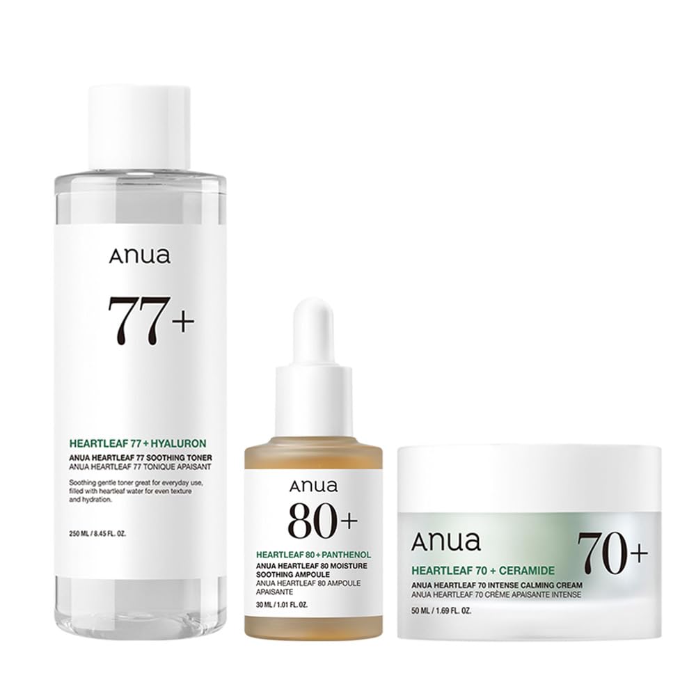 ANUA(アヌア)ドクダミ 77スージングトナー 250ml+ドクダミ80モイスチャースージングアンプル30ml+ドクダミ70インテンスカーミングクリーム50ml 3STEPセット(化粧水＋美容液＋ク