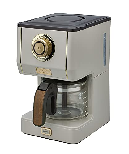 /トフィー アロマドリップコーヒーメーカー K-CM5 グレージュ ドリップ式 蒸らし機能 自動保温機能 ガラスポット メッシュフィルター付き レトロ K-CM5-GE
