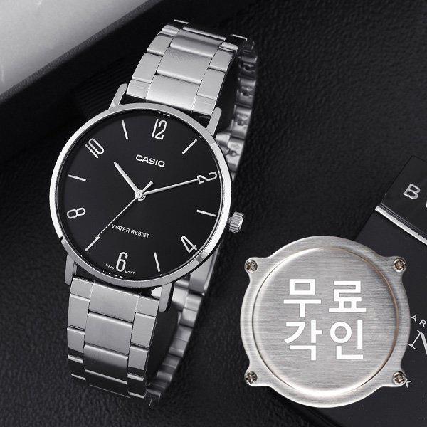 無料刻印 MTP-VT01D-1B2 カジュアルメンズメタル腕時計 d